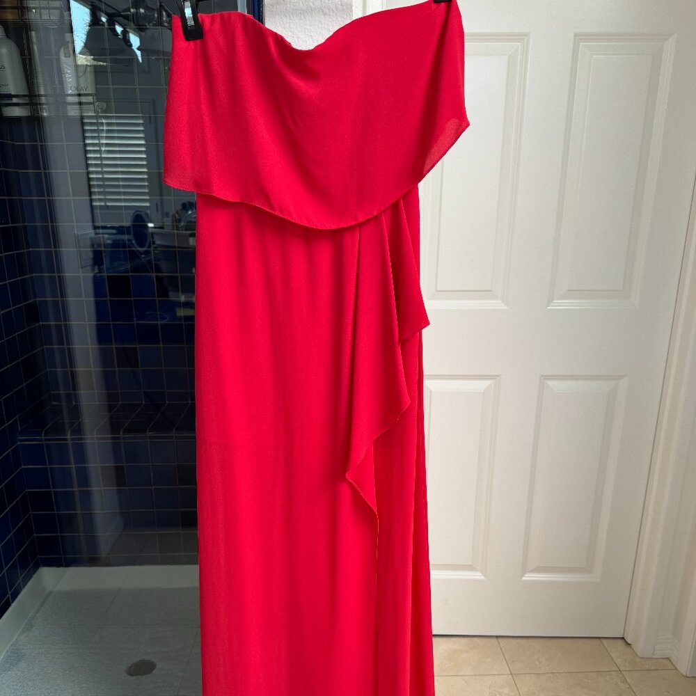 BCBGMAXAZRIA SIZE 2 STRAPLESS BRIGHT PINK DRESS RUFFLE TOP